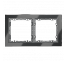 Рамка стеклянная VOLTUM S70 на 2 поста, (графит, стекло)