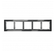 Рамка стеклянная VOLTUM S70 на 5 постов, (графит, стекло)