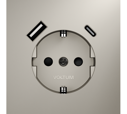 Розетка встраиваемая VOLTUM S70 с заземлением и защитными шторками, 16А, с USB, A+С, (кашемир) Розетка встраиваемая VOLTUM S70 с заземлением и защитными шторками, 16А, с USB, A+С, (кашемир)