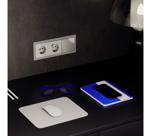 Розетка встраиваемая VOLTUM S70 с заземлением и защитными шторками, 16А, с USB, A+С, (шелк) Розетка встраиваемая VOLTUM S70 с заземлением и защитными шторками, 16А, с USB, A+С, (шелк)