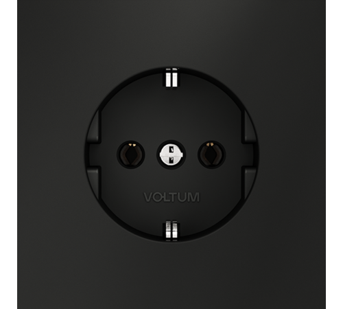 Розетка встраиваемая VOLTUM S70 с заземлением 16А, (черный матовый) Розетка встраиваемая VOLTUM S70 с заземлением 16А, (черный матовый)