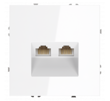 Розетка компьютерная встраиваемая VOLTUM S70 двойная RJ45+RJ45 кат.6, (белый глянцевый)