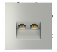 Розетка компьютерная встраиваемая VOLTUM S70 двойная RJ45+RJ45 кат.6, (сталь)