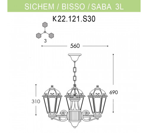 Уличный подвесной светильник Fumagalli Sichem/Saba 3L K22.120.S30.BYF1R Уличный подвесной светильник Fumagalli Sichem/Saba 3L K22.120.S30.BYF1R