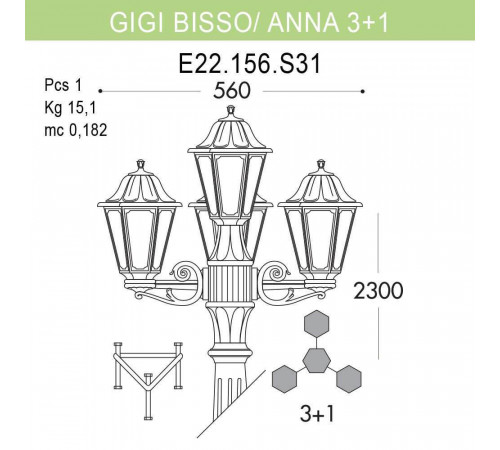 Уличный фонарь Fumagalli Gigi Bisso/Anna E22.156.S31.AYF1R Уличный фонарь Fumagalli Gigi Bisso/Anna E22.156.S31.AYF1R