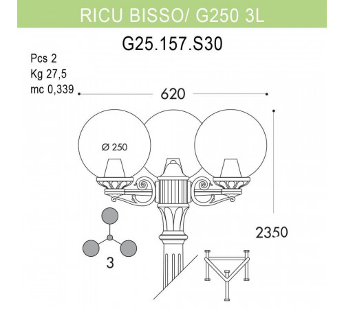 Уличный фонарь Fumagalli Ricu Bisso/G250 G25.157.S30.AXE27