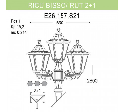 Уличный фонарь Fumagalli Ricu Bisso/Rut E26.157.S21.WXF1R