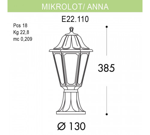 Уличный светильник Fumagalli Mikrolot/Anna E22.110.000.WXF1R
