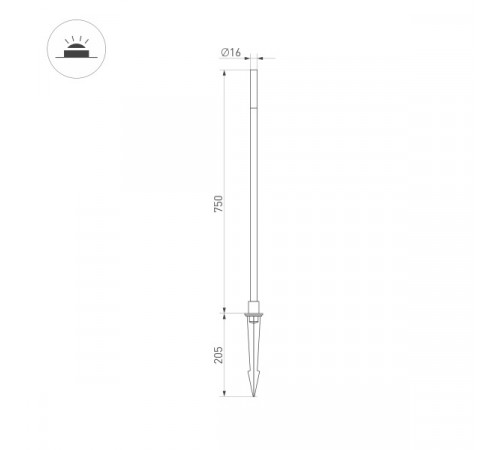 Ландшафтный светильник Arlight KT-Canna-L750-1W Warm3000 034162 Ландшафтный светильник Arlight KT-Canna-L750-1W Warm3000 034162