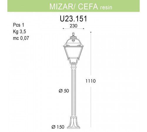 Уличный светильник Fumagalli Mizar.R/Cefa U23.151.000.WXF1R Уличный светильник Fumagalli Mizar.R/Cefa U23.151.000.WXF1R