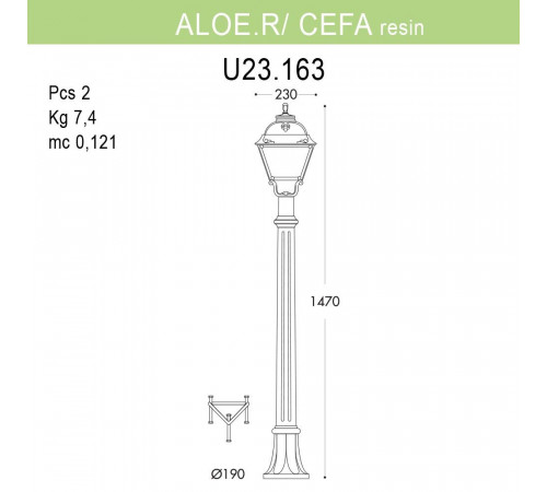 Уличный светильник Fumagalli Aloe.R/Cefa U23.163.000.BXF1R Уличный светильник Fumagalli Aloe.R/Cefa U23.163.000.BXF1R
