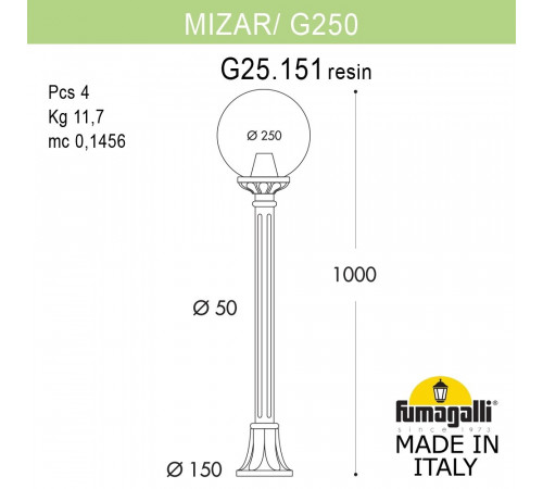 Ландшафтный светильник Fumagalli Globe 250 G25.151.000.WZF1R Ландшафтный светильник Fumagalli Globe 250 G25.151.000.WZF1R