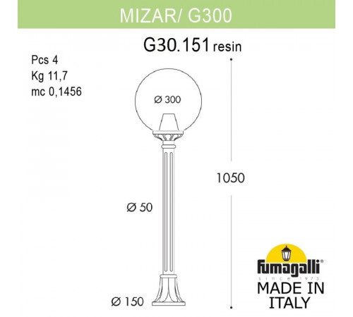 Садовый светильник Fumagalli G30.151.000.AZE27