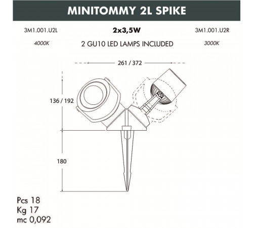 Ландшафтный светодиодный светильник Fumagalli Minitommy 2L Spike 3M1.001.000.AXU2L Ландшафтный светодиодный светильник Fumagalli Minitommy 2L Spike 3M1.001.000.AXU2L