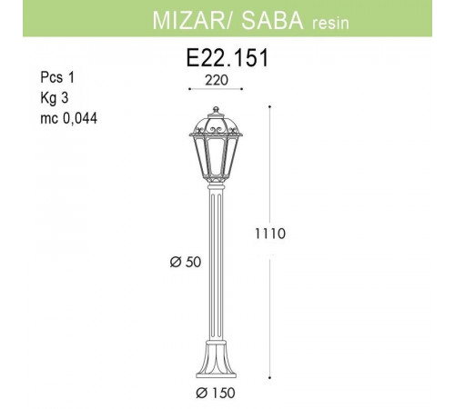 Уличный светильник Fumagalli Mizar.R/Saba K22.151.000.BXF1R Уличный светильник Fumagalli Mizar.R/Saba K22.151.000.BXF1R