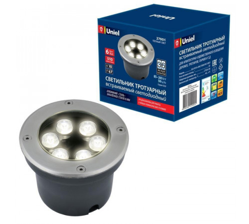 Ландшафтный светодиодный светильник (UL-00006823) Uniel ULU-B11A-6W/2700K IP67 Grey Ландшафтный светодиодный светильник (UL-00006823) Uniel ULU-B11A-6W/2700K IP67 Grey
