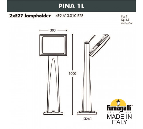 Ландшафтный светильник Fumagalli Guizeppe 4P2.613.010.LYF1R Ландшафтный светильник Fumagalli Guizeppe 4P2.613.010.LYF1R
