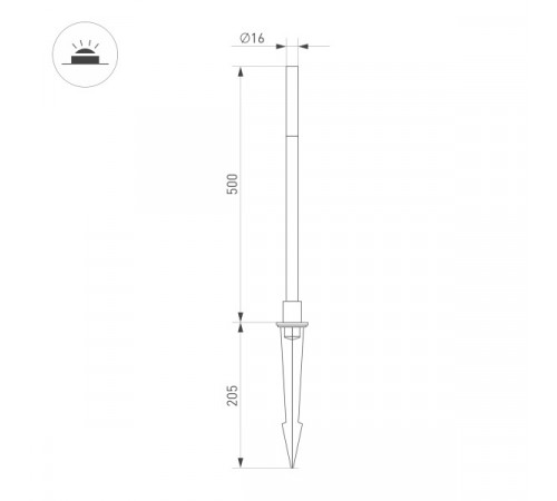 Ландшафтный светильник Arlight KT-Canna-L500-1W Warm3000 034161 Ландшафтный светильник Arlight KT-Canna-L500-1W Warm3000 034161
