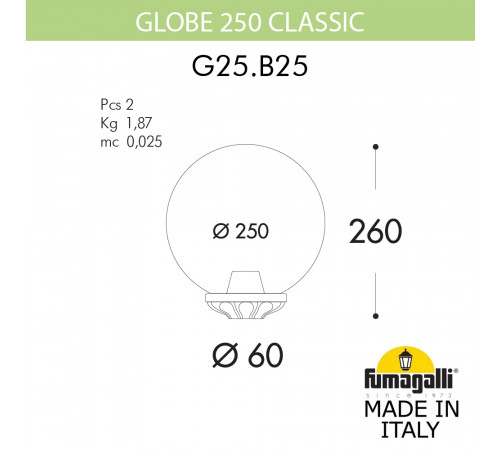 Уличный светильник Fumagalli Globe G25.B25.000.BXF1R Уличный светильник Fumagalli Globe G25.B25.000.BXF1R