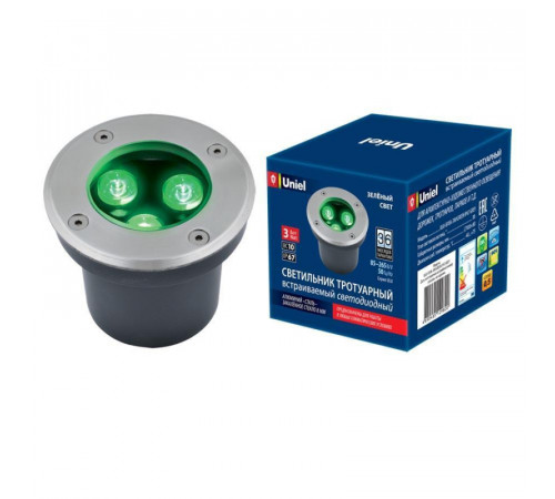 Ландшафтный светодиодный светильник (UL-00006819) Uniel ULU-B10A-3W/Green IP67 Grey Ландшафтный светодиодный светильник (UL-00006819) Uniel ULU-B10A-3W/Green IP67 Grey