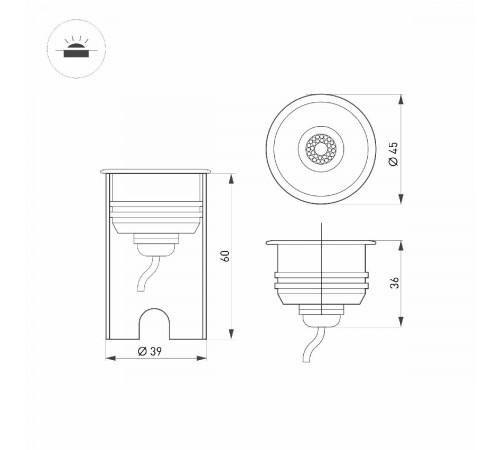 Грутовый светильник Arlight KT-AQUA-R45-3W Warm3000 047698