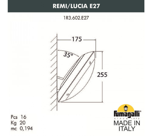 Уличный настенный светильник Fumagalli 1R3.602.000.LYE27
