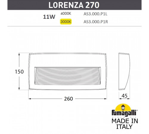 Светильник для подсветки лестниц Fumagalli Lorenza AS3.000.000.BXP1L