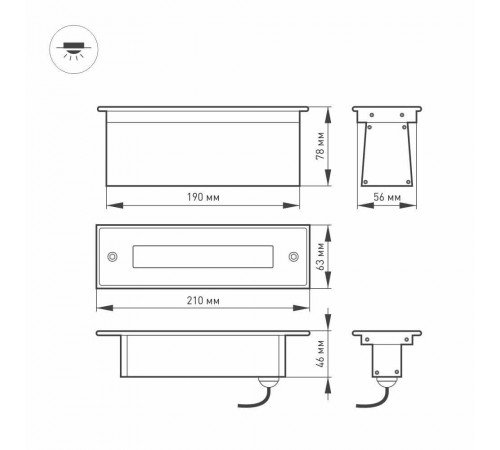 Тротуарный светильник Arlight LTD-LINE-TILT-S210-8W Warm3000 024944 Тротуарный светильник Arlight LTD-LINE-TILT-S210-8W Warm3000 024944