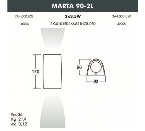Уличный настенный светодиодный светильник Fumagalli Marta 2A4.000.000.LXU2L Уличный настенный светодиодный светильник Fumagalli Marta 2A4.000.000.LXU2L