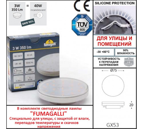 Светильник для подсветки лестниц Fumagalli Leti 2S2.000.000.WYG1L Светильник для подсветки лестниц Fumagalli Leti 2S2.000.000.WYG1L