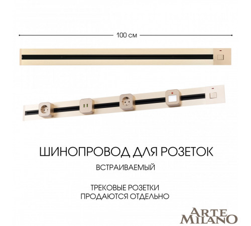 Встраиваемый шинопровод с выключателем Arte Milano Am-track-sockets 385201TBB/100 Gold Встраиваемый шинопровод с выключателем Arte Milano Am-track-sockets 385201TBB/100 Gold