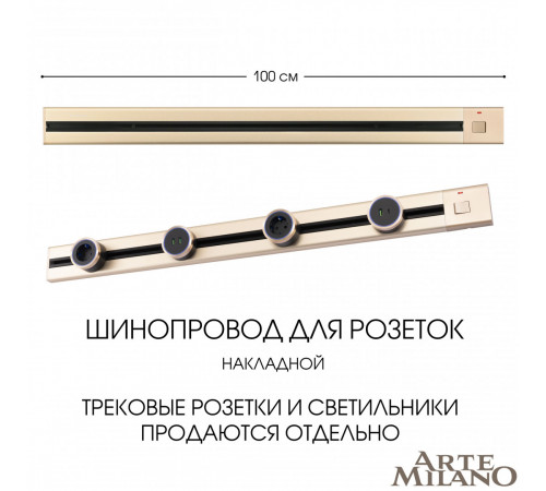 Накладной шинопровод с выключателем Arte Milano Am-track-sockets 385201TOB/100 Gold