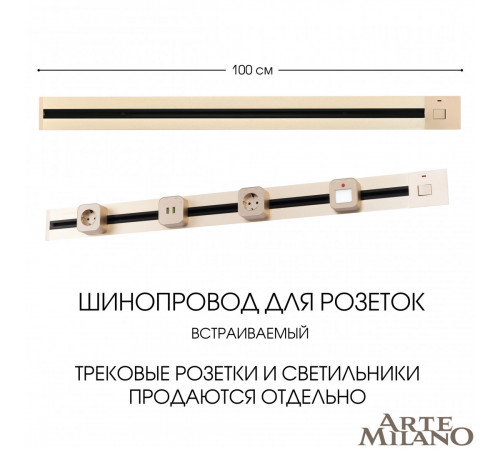 Встраиваемый шинопровод с выключателем Arte Milano Am-track-sockets 385201TBB/100 Gold Встраиваемый шинопровод с выключателем Arte Milano Am-track-sockets 385201TBB/100 Gold