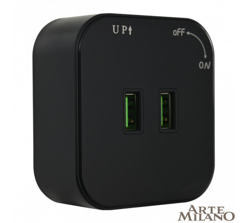 Трековая розетка Arte Milano Am-track-sockets 380022TS/USBx2 Black Трековая розетка Arte Milano Am-track-sockets 380022TS/USBx2 Black