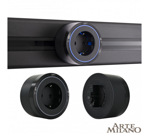 Трековая розетка Arte Milano Am-track-sockets 380066TS LED/ES Black Трековая розетка Arte Milano Am-track-sockets 380066TS LED/ES Black