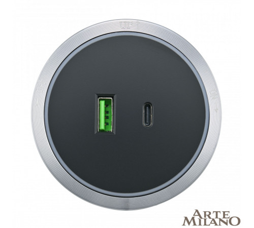 Трековая розетка Arte Milano Am-track-sockets 380066TS LED/USB-Type-C Grey Трековая розетка Arte Milano Am-track-sockets 380066TS LED/USB-Type-C Grey