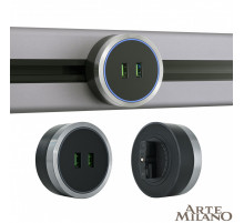 Трековая розетка Arte Milano Am-track-sockets 380066TS LED/USBx2 Grey