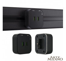Трековая розетка Arte Milano Am-track-sockets 380022TS/USBx2 Black