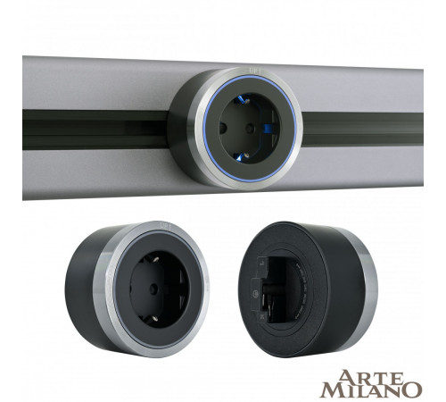Трековая розетка Arte Milano Am-track-sockets 380066TS LED/ES Grey Трековая розетка Arte Milano Am-track-sockets 380066TS LED/ES Grey