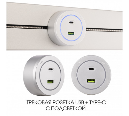 Трековая розетка Arte Milano Am-track-sockets-39 399731TS/USB-Type-C Silver Трековая розетка Arte Milano Am-track-sockets-39 399731TS/USB-Type-C Silver
