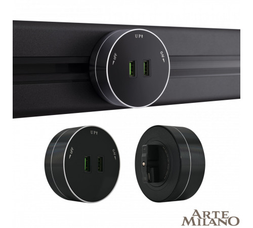 Трековая розетка Arte Milano Am-track-sockets 380011TS/USBx2 Black Трековая розетка Arte Milano Am-track-sockets 380011TS/USBx2 Black