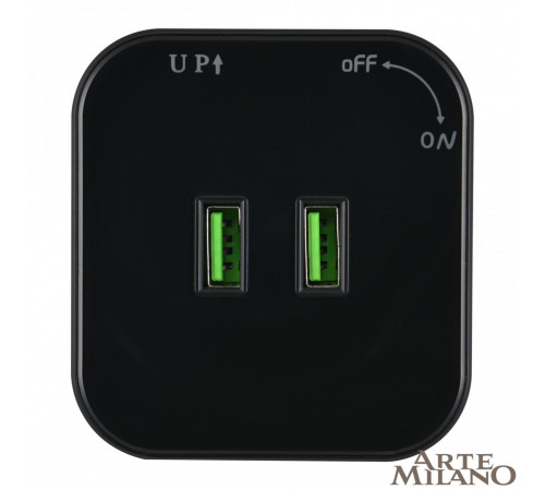 Трековая розетка Arte Milano Am-track-sockets 380022TS/USBx2 Black Трековая розетка Arte Milano Am-track-sockets 380022TS/USBx2 Black