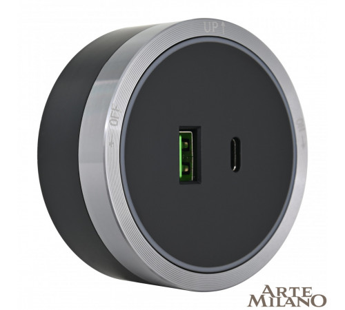 Трековая розетка Arte Milano Am-track-sockets 380066TS LED/USB-Type-C Grey Трековая розетка Arte Milano Am-track-sockets 380066TS LED/USB-Type-C Grey