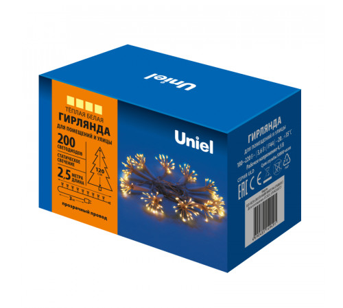 Гирлянда Uniel ULD-S0250-200/STA WARM WHITE IP44 STARBURST Гирлянда Uniel ULD-S0250-200/STA WARM WHITE IP44 STARBURST