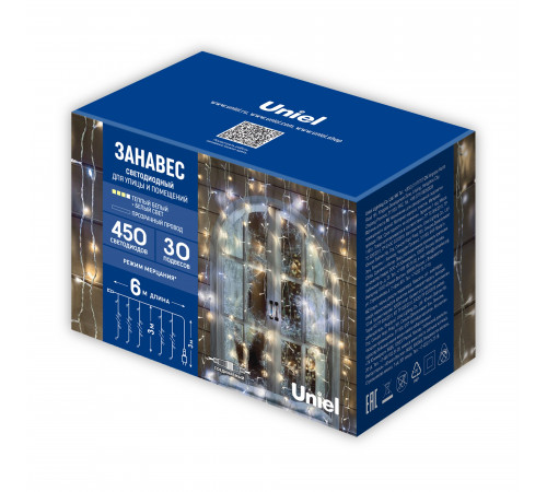 Гирлянда Uniel ULD-C6030-450/TTK WARMWHITE-WHITE IP44 UL-00009925 Гирлянда Uniel ULD-C6030-450/TTK WARMWHITE-WHITE IP44 UL-00009925