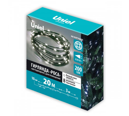 Гирлянда Роса Uniel ULD-S2000-200/DGA WHITE IP20 DEW UL-00012078 Гирлянда Роса Uniel ULD-S2000-200/DGA WHITE IP20 DEW UL-00012078
