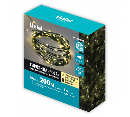 Гирлянда Роса Uniel ULD-S20000-2000/DGA WARM WHITE IP20 DEW UL-00012092 Гирлянда Роса Uniel ULD-S20000-2000/DGA WARM WHITE IP20 DEW UL-00012092