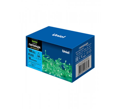 Светодиодная гирлянда (UL-00007198) Uniel 220V зеленый ULD-S1000-100/DTA Green IP20 Светодиодная гирлянда (UL-00007198) Uniel 220V зеленый ULD-S1000-100/DTA Green IP20