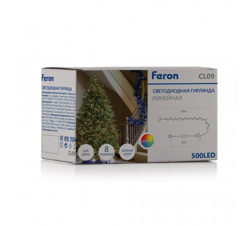 Светодиодная гирлянда Feron CL09 230В 30Вт мультиколор 10м IP20 48179 Светодиодная гирлянда Feron CL09 230В 30Вт мультиколор 10м IP20 48179