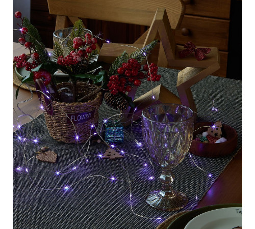 Гирлянда Uniel ULD-S0200-020/SСB/2AA PURPLE IP20 DEW UL-00010897